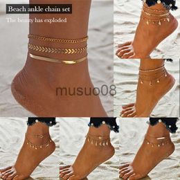 Anklets Bohemia Shell Chain Anklet Sets For Women Sequins Ankle Brelet On Leg Foot Fashion Trendy Summer Beh Jewelry Gift J230815