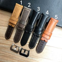 Watch Bands High Quality 24mm 26mm Italy Brown Black Gray Crazy Horse Genuine Leather Watchband Wristband For PAM Strap 230814