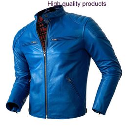 Men's Jackets top Pure layer cowhide genuine men's motorcycle standup collar slimfit trendy leather jacket short autumn and w 230814