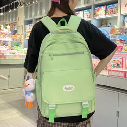 Backpack Brief Solid Colour Female Multi-pocket Casual Man Travel Bag High Quality Schoolbag For Teenage Girl Book Knapsack