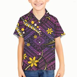 Men's Casual Shirts Boy Kid Polynesian Tribal Fijian Totem Tattoo Fiji Prints Boys Short Sleeves Top Boutique Button Down T-shirts Kids Tee