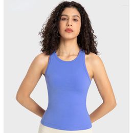 Active Shirts Summer Fashion Racerback Long Sports Tank Top Women's Round Neck Anti Glare Slim Fit Comfortable Breathable Yoga Fitness