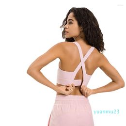 Yoga Outfit Women High Impact Sports Bras 3D Moulded Cup Cross Back Fitness Running Bra Full Coverage Gym Crop Top