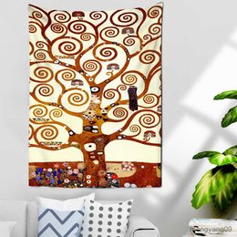 Tapestries Tree Of Life Painting Tapestry Wall Hanging Hippie Art Style Mystic Sorcery Abstract Dorm Living Room Decor R230815