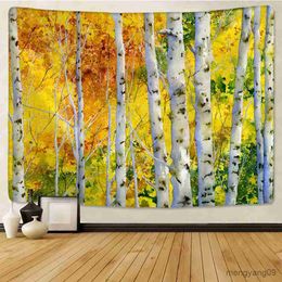 Tapestries Nature Landscape Wall Tapestry Birch Liquidambar Tree Forest Wall Cloth Tapestries Hippie Tapestry R230815