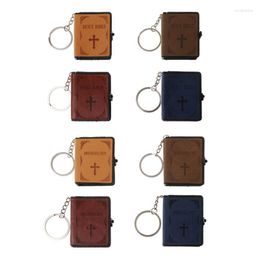 Keychains Holy Bible Book Leather Key Ring Miniature Paper Spiritual Christian Jesus Keychain