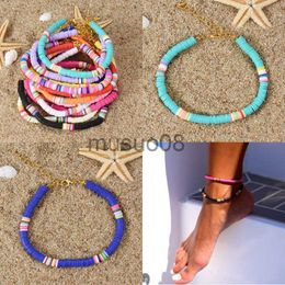 Anklets 2020 Handmade Polymer Clay Discs Anklet Women Adjustable Bohemian Ankle Brelet Femme Leg Jewelry J230815