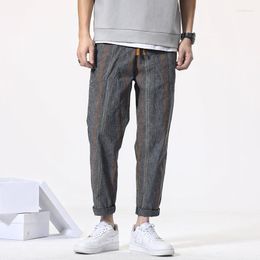 Men's Pants Stylish Men Long Summer Stripped Elastic Handsome Loose Casual Streetwear Male Cool Vintage Trouser