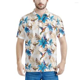 Men's Polos Hawaii Hummingbird Floral Pattern 2023 Arrival Polo Shirt Short Sleeve Summer Cool Streetwear Fashion Male Men Tops Clothes