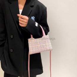 Shoulder Bags Advanced sense of handbag 2023 new fashion woven handbag Personalised fashion one shoulder crossbody bag pink small square bagstylishdesignerbags