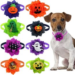 Dog Apparel 50pcs Pet Halloween Bowties Small Cat Puppy Bow Tie Pumpkin Spider Bowtie Holiday Decorative Products 230814