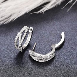Hoop Earrings 925 Silver Lady Cross Line European And American Fashion Exquisite Cold Indifferent Style High-end Women's