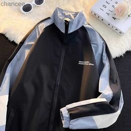 Harajuku Patchwork Varsity Jacket Men Streetwear Colour Block Bomber Windbreaker High Quality Lightweight College Jacket Couple HKD230815
