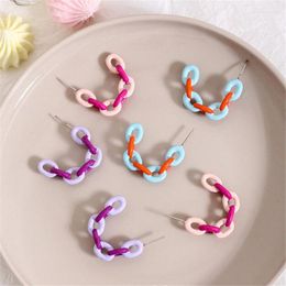 Hoop Earrings Y2K Style Colourful Enamel For Women Round C Shape Gothic Korean Jewellery Gift