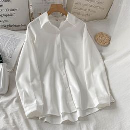 Women's Blouses Spring White Shirts Women Korean Casual Loose Long Sleeve Tops Preppy Solid Simplicity Office Clothing 2023