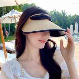 Berets 2023 Korean Hat Female Minority Graceful Bow Sun Protection Visor Summer Outdoor