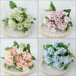 Decorative Flowers 1 Bunch Of 10 Artificial High Quality Luxury Bouquet Wedding Decoration Home Table Sky Blue Flower