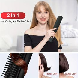 2-in-1 Wireless Hair Straightener & Curler - Hot Curler, Portable Straightener Appliances for Styling Hair