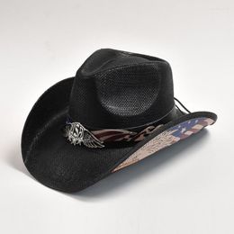Berets Straw Western Cowboy Hat For Men Women Panama Beach Sun Vintage Gentleman Cowgirl Jazz Hats Sombrero Hombre