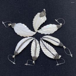 Charms Fashion Natural Shell Pendant Earrings Leaf Shaped Metal Rhinestones Women's Wedding Gift Jewellery Necklace Accessories