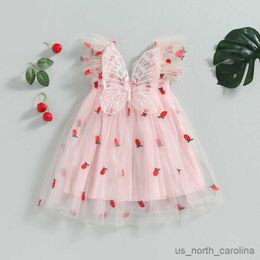 Girl's Dresses Baby Girl Strap Dress For Clothes Summer Butterfly Wings Princess Mesh Sleeveless Dresses Kid Party Costume R230815