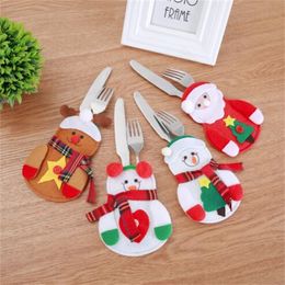 Christmas Knifes Folks Bag Holder Santa Claus Snowman Elk Cutlery Cover Xmas Party Dinner Kitchen Tableware Decor For Home GC2260