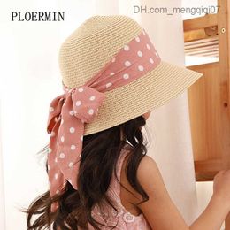 Caps Hats New Children's Straw Hat Leisure Ribbon Bow Hat Outdoor UV Protection Sun Hat Girls Summer Beach Hat Panama Baby Hat Z230815