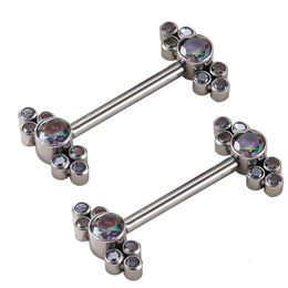 Labret Lip Piercing Jewellery 2Pcs G23 Nipple Barbell with CZ Bezel Set Internally Threaded Industrial Earrings Ear Bar 230814