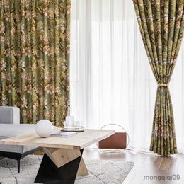 Curtain American Blackout curtains for living room bedroom Insulation curtain window drapes printed rustic foral curtain R230815