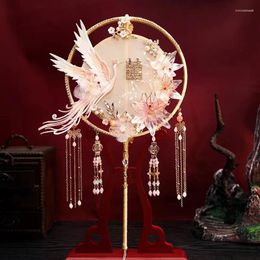 Decorative Figurines Phoenix Chinese Fan Wedding Decoration Antique Hand Held Fans For Bride Vinatge Fabric