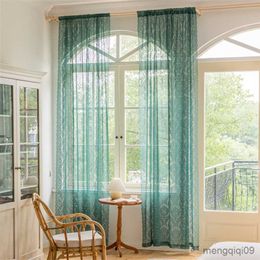 Curtain European Green Lace Sheer Curtains for Living Room Divider Bedroom Girl Princess Window Tulle Door Curtain Drapes Tablecloth R230815