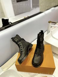 Luxury Brand Womens Martin Knight Boots Army Real Leather Combat Winter Shoes Size 35-43