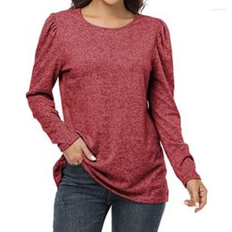 Women's T Shirts Womens Casual Crewneck Sweatshirt Long Sleeve Solid Colour Shirt Soft Lightweight Loose Tops