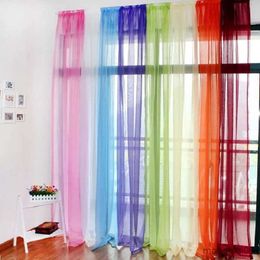 Curtain Pure Colour Voile Curtain Breathable Transparent Tulle Wedding Scenery Party Door Drape Panel Sheer Home Decor R230815