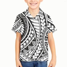 Men's Casual Shirts Polynesian Tribal Hawaiian Totem Tattoo Hawaii Prints Boy For Children Short Sleeve Kids Button Shirt Turn-down Collar