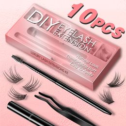 False Eyelashes VIAVOGUE Lash Clusters Kit DIY Eyelash Mega Segmented Fluffy Volume Individual Clusters Lashes Black Glue Eyelash Brush Tweezers 230814