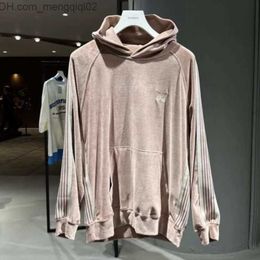 Men's Hoodies Sweatshirts Direct Shipping Velvet GE Needle Hoodie High Quality Butterfly Embroidery Side Ribbon Knitted Sweater Z230815