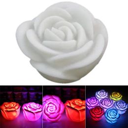 Romantic LED Floating Rose Flower Candle Night Light Colourful Wedding Decoration Bedroom Party Indoor Decor LXHZZ