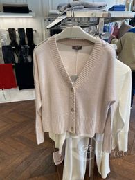 Womens Sweaters Spring n.peal Beige V-neck Cashmere Sweater Knitted Cardigan