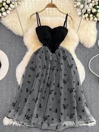Casual Dresses YuooMuoo Women Dress 2023 Summer Elegant Lace Embroidery Long Party Lady Spaghetti Strap Gothic Black Robe Femme