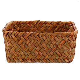 Storage Bottles 1Pc Pastoral Style Basket Practical Rectangular Hand-woven