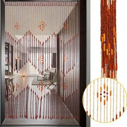 Curtain Handmade Beaded Bamboo Wooden Door Partition Divider Living Room Bedroom String Wave Fringe Fengshui Home Decor 230815