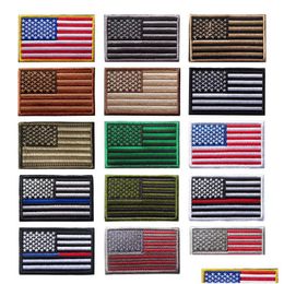 Fishing Accessories American Flag Usa High Quality Black Tactical Embroidery Army Badge Hook Loop Armband 3D Stick On Jacket Backpac Dhjfi