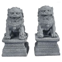 Decorative Figurines Lion Statue Feng Statues Shui Foo Guardian Dogs Chinese Pair Fu Stone Garden Outdoor Miniature Prosperity Mini Figurine