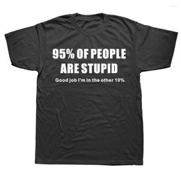 Men's T Shirts 95% Of People Are Stupid Gift For Dad Fathers Day Funny Shirt Tshirt Men Cotton Short Sleeve Sarcastic Humour T-shirt Top Tees