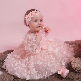 Girl's Dresses 3 6 12 18 24 36 Months born Dress Flowers Mesh Fashion Party Little Princess Baby Dress Christmas Birthday Gift Kids Clothes 230815