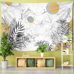 Tapestries Sun Moon Leaf Tapestry Wall Hanging Plant Simple Printing Background Cloth Decor