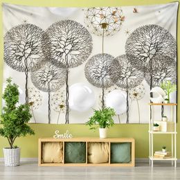 Tapestries Dandelion Balloon Tapestry Wall Plant Modern Simple Style Background Cloth Mattress Living Room Decor