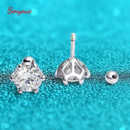 Stud Smyoue 8mm D Color 20 Carat 100% Earrings for Women Screw Thread Ear Studs 925 Silver Jewelry Pass Diamond Test 230814