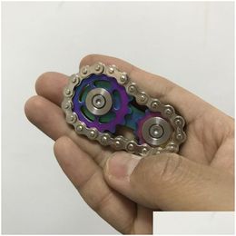 Outdoor Games Activities Fingertip Gyro Chains Flywheel Sprockets Edc Stainless Steel Anxiety Relief Decompression Metal Toy Gear Dhkq1
